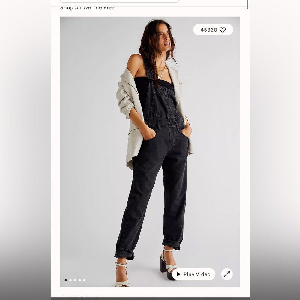 We The Free Ziggy Denim Overalls - Large Short - Mineral Black